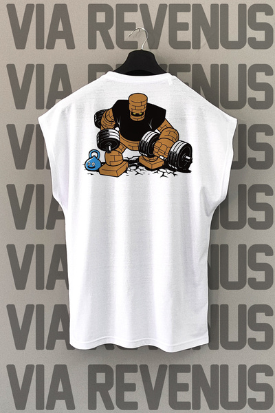 Vordevia Αθλητικό μπλουζάκι GYM Back με τύπωμα με μηδενικά μανίκια 100% βαμβάκι