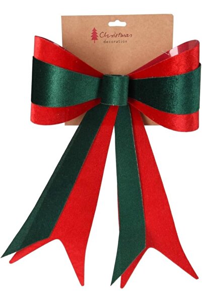 Generic Christmas Bow – 46cm Green & Red Holiday Decoration, Seasonal Festive Ornament for Door, Wall, Tre