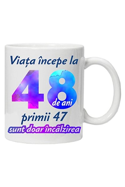 CRD PRINT Personalized mug 'Life begins at', 48 years, CRD PRINT, 330ml, white