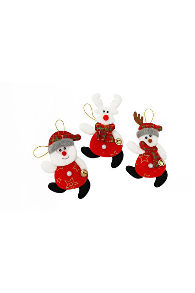 OEM Set de 12 decorațiuni textile de Crăciun – ren, om de zăpadă și ursuleț d...