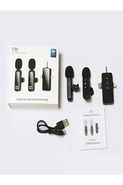Generic Wireless Microphone-Two-In-One Clip-On Noise-Cancelling Microphone - One-Plus-Three Microphone - T20