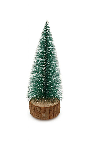 BaoBao Decorative tree with LED lights with wooden base - snow pattern, for Christmas decoration, 16cm