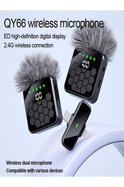 Generic 2 In 1 Long Endurance Lavalier Wireless Microphone For Vlog Recording Live Streaming - QY66