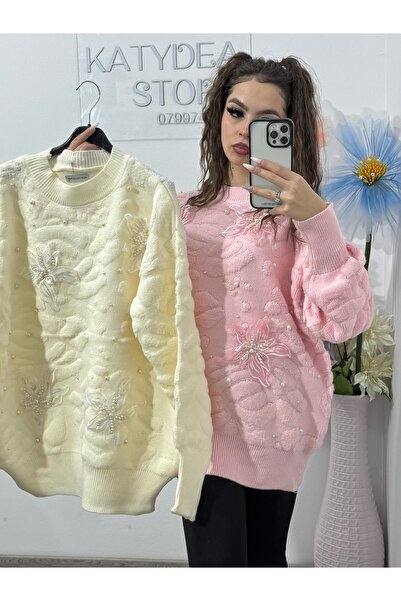 KATYDEA STORE Sweater with pearls and 3D flowers ELLA