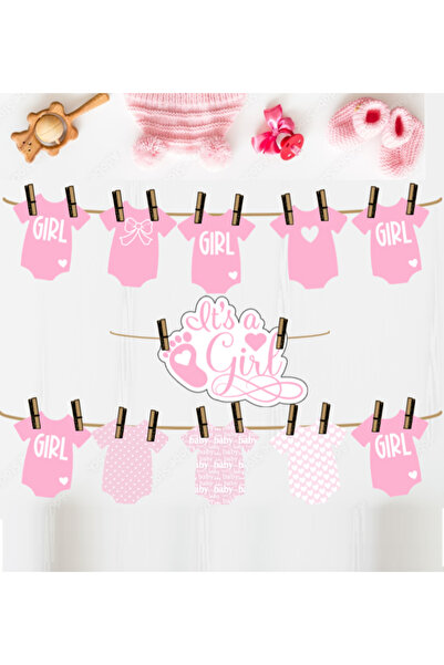 Hiras Dizayn 11 Pieces Baby Shower Party String Banner Boy or Girl Blue/Pink Baby Shower Decorations