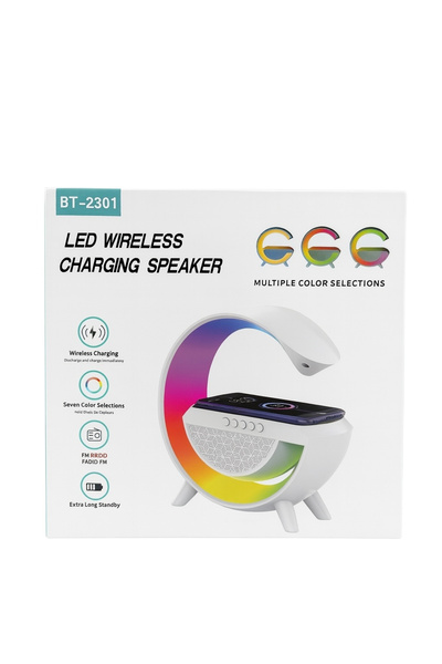 OEM Bluetooth Speaker with Wireless Charging and RGB LED Light, Phone Stand, Model BT-2301