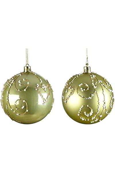 Generic زينة عيد الميلاد 8 سم على سلك مقاومة للكسر لامعة وغير لامعة ومتلألئة ...