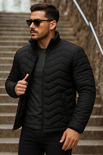 comstar Men's Winter Trend Black Quilted Puffer Jacket