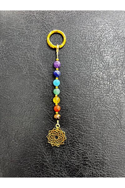 NUNUKİ حلية حقيبة بتصميم شاكرا ماندالا من الحجر الطبيعي، إكسسوار من الحجر الط...