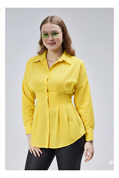 Blue Morpho Waist-Tightened Pleated Bat Sleeve Summer Shirt