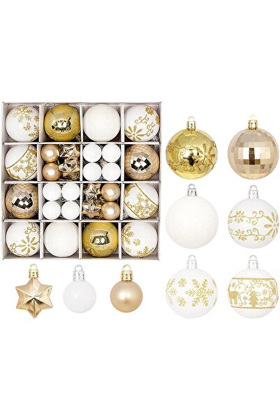 Generic زينة كرة عيد الميلاد 44 قطعة، ديكور شجرة عيد الميلاد المقاوم للكسر، ز...