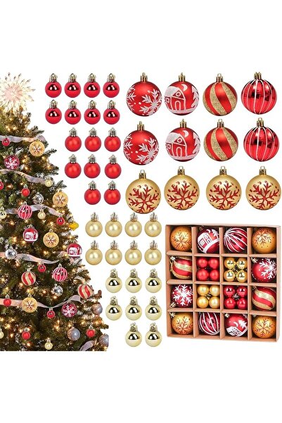 Generic مجموعة زينة كرات عيد الميلاد، زينة عيد الميلاد للمنزل، ديكور شجرة عيد...