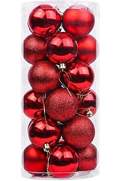Generic Christmas Tree Decorations Baubles Party Wedding Ornament Christmas (Red, 24PCs 6 cm Balls)