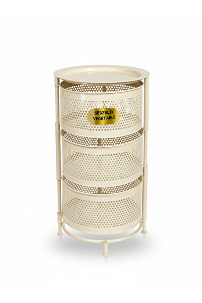 ALBAN EMAYE 3 KATLI Metal Sebzelik Meyvelik, Yuvarlak , Çok Amaçlı Patates So...