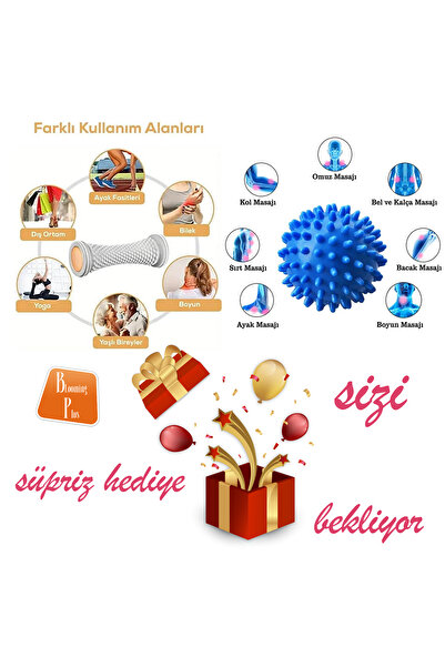 Blooming Plus Foot Massage Roller + Spiky Pvc Massage Ball 7.5 cm (with Surpr...