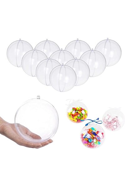 Generic زينة عيد الميلاد الكروية البلاستيكية الشفافة القابلة للحشو، مقاس 3.94...