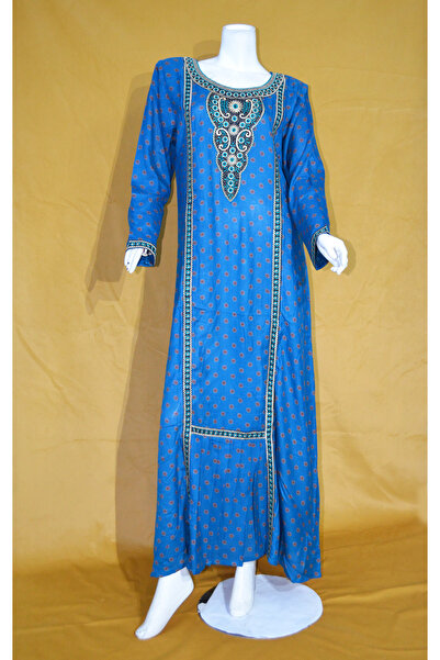 Zainah جلابية مطرزة مطبوع / فستان قفطان ماكسي | رقبة على شكل حرف V، أكمام واس...