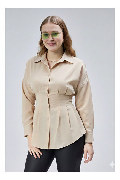 Blue Morpho Καλοκαιρινό πουκάμισο με πτυχωτό μανίκι με στενόμεσο κορδόνι