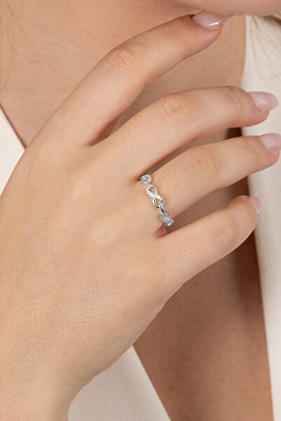 Söğütlü Silver 925 ayar gümüş yüzük rodyumlu zirkon taşlı sonsuzluk modeli ay...