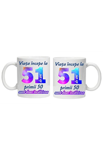 CRD PRINT Personalized mug "Life begins at", 51 years, CRD PRINT, 330ml, white