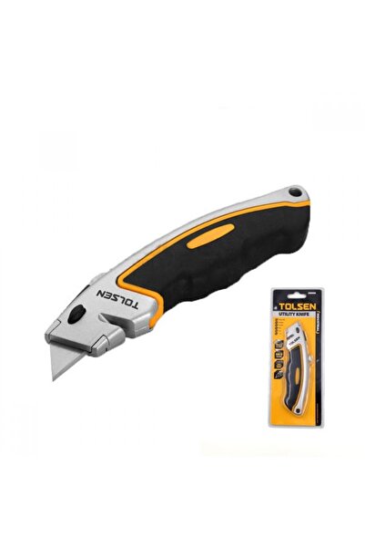 TOLSEN Utility Cutter 61x19mm With 5 Industrial Blades, Blade Material Sk5, Zinc Alloy Body