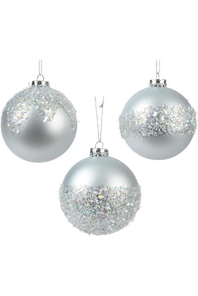 Generic Bauble Shatterproof Mt Trans Silver 10cm