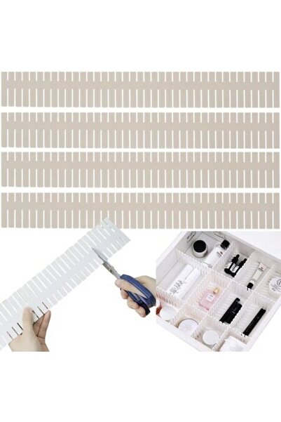 Ruhhy Set de 4 separatoare/organizatoare reglabile pentru sertare, 46,3 x 7 cm, plastic, alb