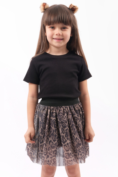 Soar Kids Aksesuar Girl's Leopard Black Top and Bottom Set