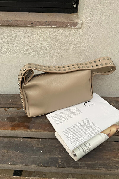 LEONAS Γυναικεία τσάντα χειρός και ώμου με λεπτομέρεια με καρφιά Lisbon ST0037