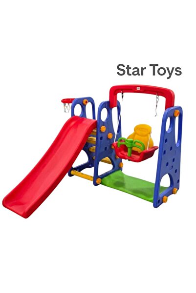 STAR TOYS مجموعة ألعاب أطفال 3 في 1 – زحليقة + مرجيحة + كرة سلة