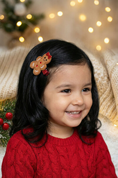 Eliya Clips El Yapımı Keçe Kurabiye Adam Figürü Klipsli Yılbaşı Çocuk Tokası