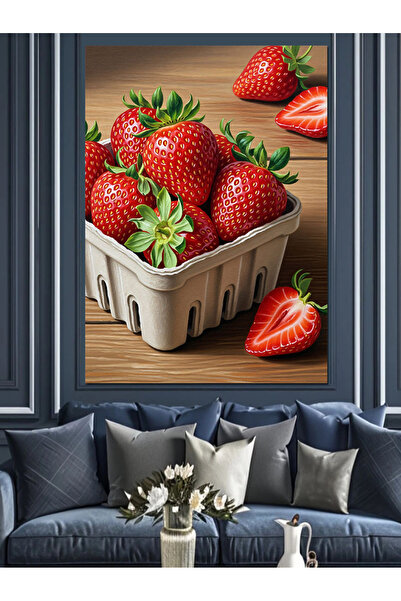 KanvasSepeti Кошница с пресни ягоди Висококачествена текстура на маслена боя ...
