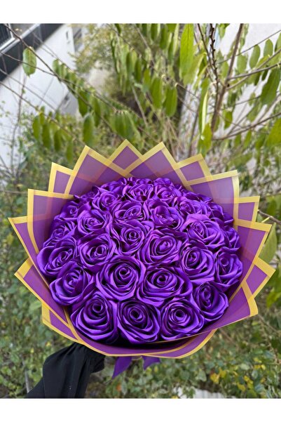 BUKET DÜNYASI 30 Lu Led Işıklı Solmayan Gül Buketi MOR GÜL DIŞI MOR