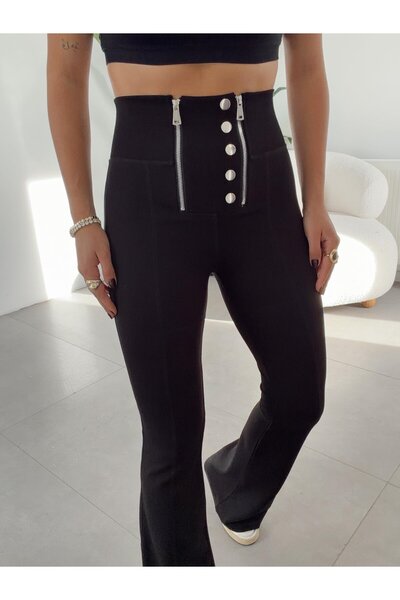 Paw Garage Women's Emar Zipper and Button Detailed Trousers