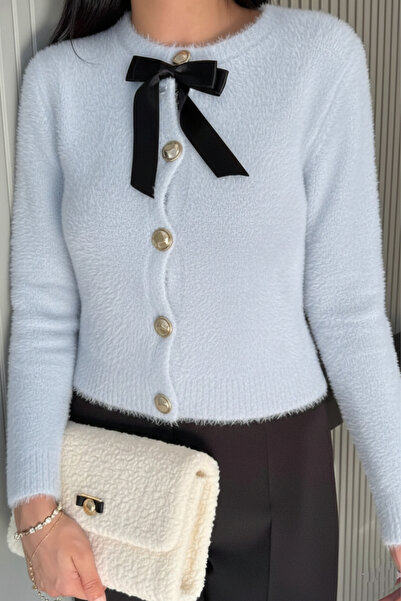 ikomteks Soft and Stylish Knit Cardigan with Bow Detail
