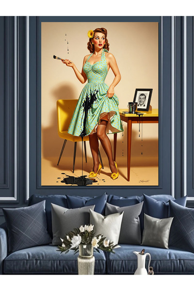 KanvasSepeti Retro Dress Dance Pictură în ulei de înaltă calitate texturat Ca...