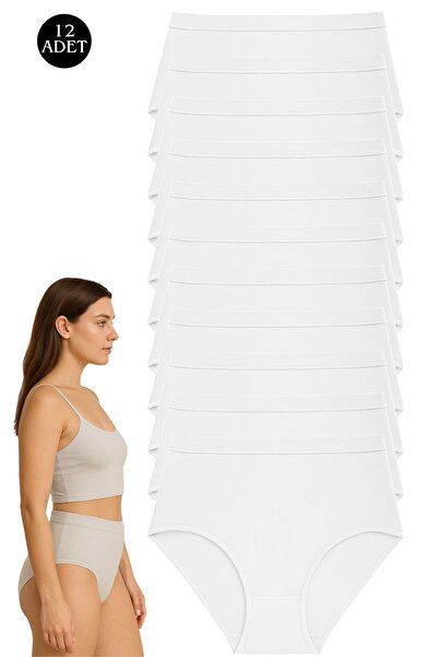 ExLove 12-Pack Women's Stretch Fabric Basic High Waist Bato Panties