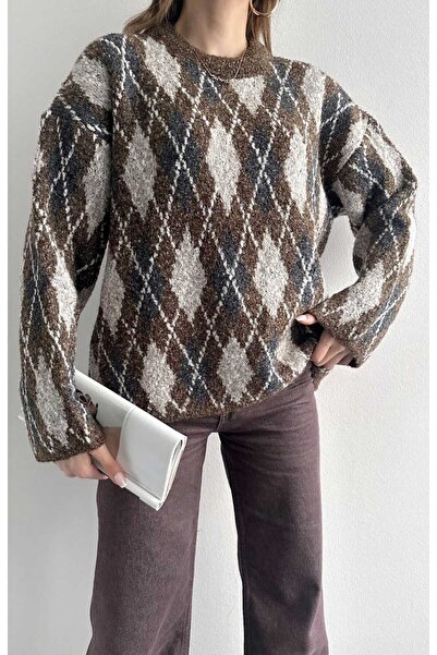 yeditepe fashion Baklava pattern knit sweater
