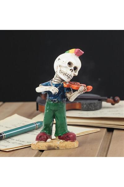 e-life shop Gotik Tasarım Kurukafa Kemancı Müzisyen Heykel Masaüstü Biblo 19 ...