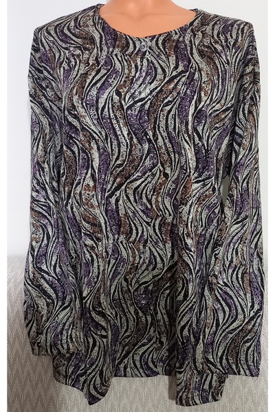 Anne Er Clothing Winter Oversized Combed Cotton Blouse Long Sleeve Front Buttoned Patterned