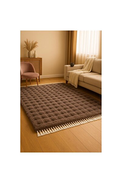 Lenjeria Familiei Tale Fluffy Carpet 150x220 cm – Dark Brown, Soft and Elegant for Living Room or Bedroom