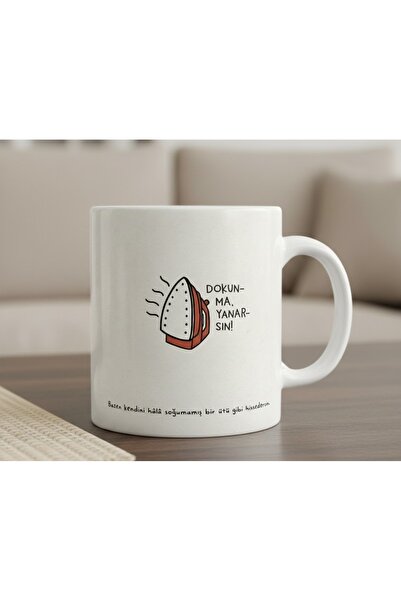sartre art Dokunma Yanarsın Espirili Hisli Sözler Tasarımlı Porselen Kupa Bar...