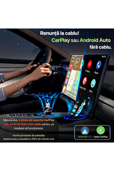 Niru Adaptor Auto Wireless AirDrive B Android – CarPlay, Android Auto fara fir + Netflix/YouTube