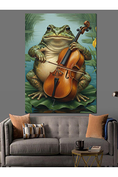 KanvasSepeti Vioara Broasca Pictură în ulei de înaltă calitate texturat Pânză...