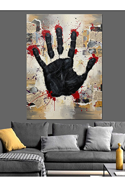 KanvasSepeti Pictură în ulei de înaltă calitate, pictată manual în roșu, text...