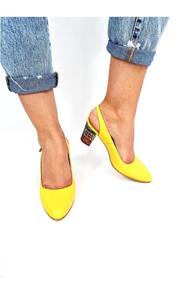 Catinca Shoes Women's sandals made of genuine leather – Yellow Mosaic Heel 3 D – V 7 GTM 3 D