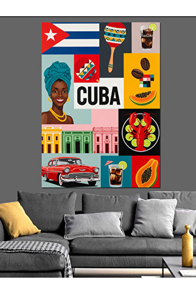 KanvasSepeti Artă stradală cubaneză Pictură în ulei de înaltă calitate textur...