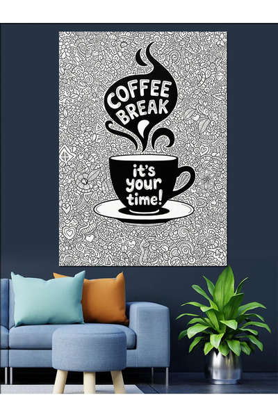 KanvasSepeti Ceașcă de cafea Pictură în ulei de înaltă calitate texturat Canv...