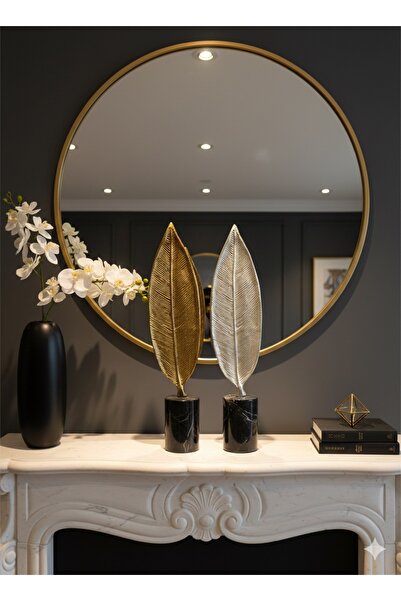 AAA Modern Kabartmalı Yaprak Heykeli Seti | Salon, Konsol ve Çalışma Masası i...