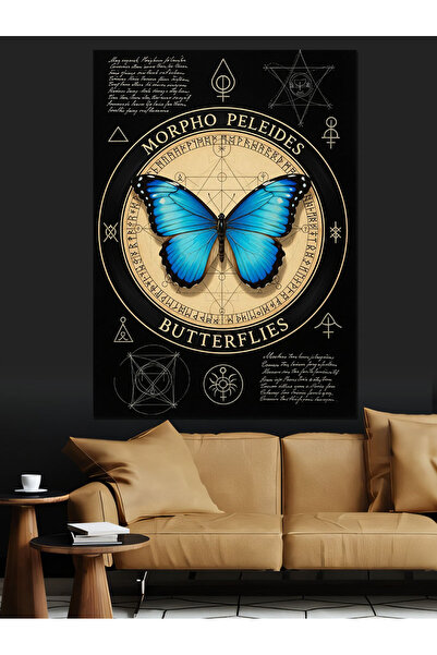 KanvasSepeti Blue Butterfly Flying Pictură în ulei de înaltă calitate textura...